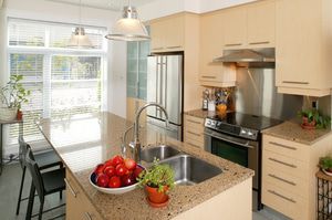 Functional kitchen with stone countertops