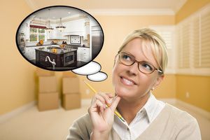 Homeowner imagining their completed kitchen remodel