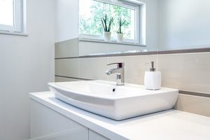 Modern sink adjusted to the right height for the homeowners
