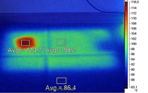 Higher surface temperature is evident where the flowerpot was sitting.