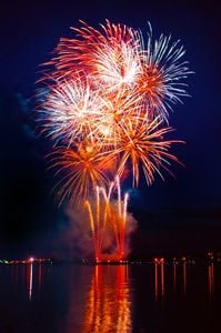 Spectacular red, white, and blue fireworks display