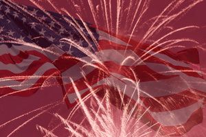 US Flag with fireworks
